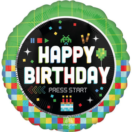 18" Standard 8-Bit Birthday Balloon