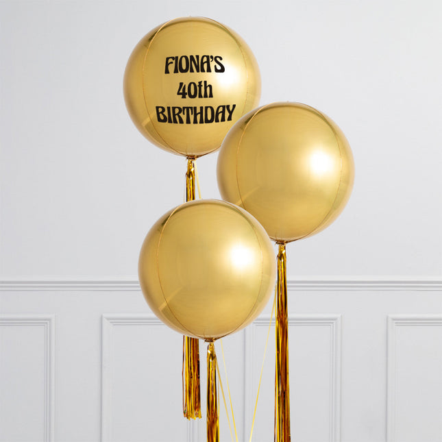 Trío de globos orbe inflados con helio