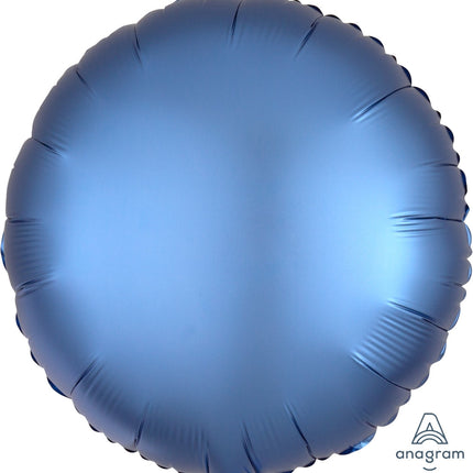 18” Satin-finish light blue circular aluminum balloon