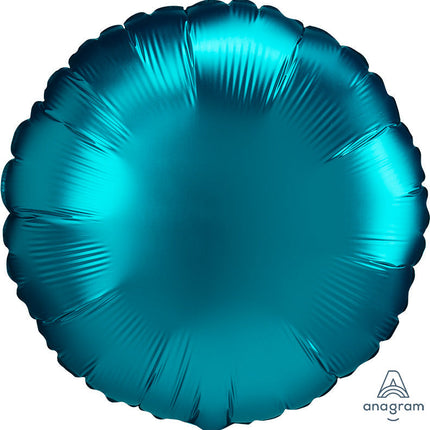 18” Satin-finish circular aluminum balloon Luxe Aqua
