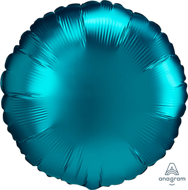 18” Satin-finish circular aluminum balloon Luxe Aqua