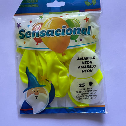 9" Amarillo Neón Sensacional 25pzas