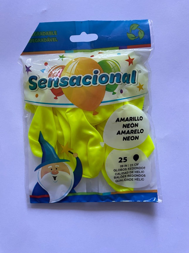 9" Amarillo Neón Sensacional 25pzas