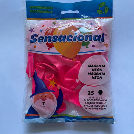 9" Magenta Neón Sensacional 25pzas