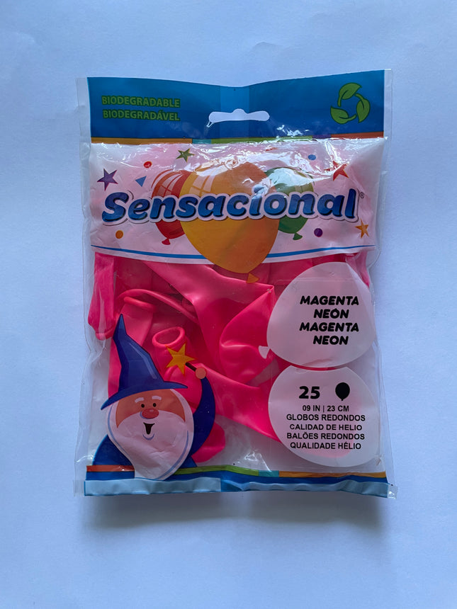 9" Magenta Neón Sensacional 25pzas