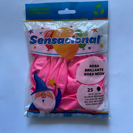 9" Rosa Brillante Neón Sensacional 25pzas