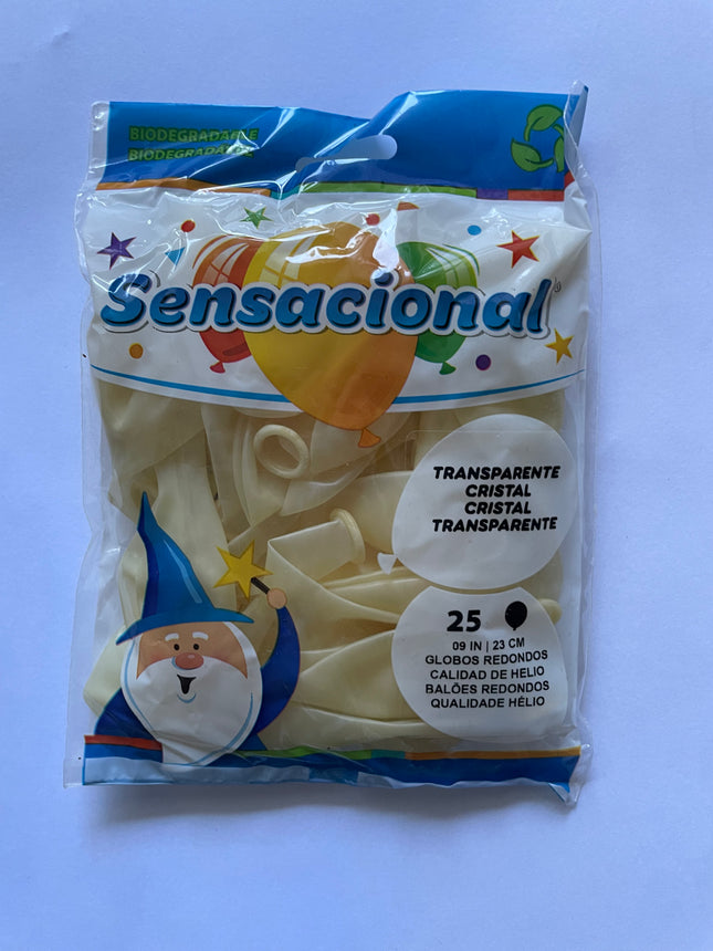 9" Transparente Cristal Sensacional 25pzas