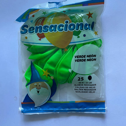 9" Verde Neón Sensacional 25pzas