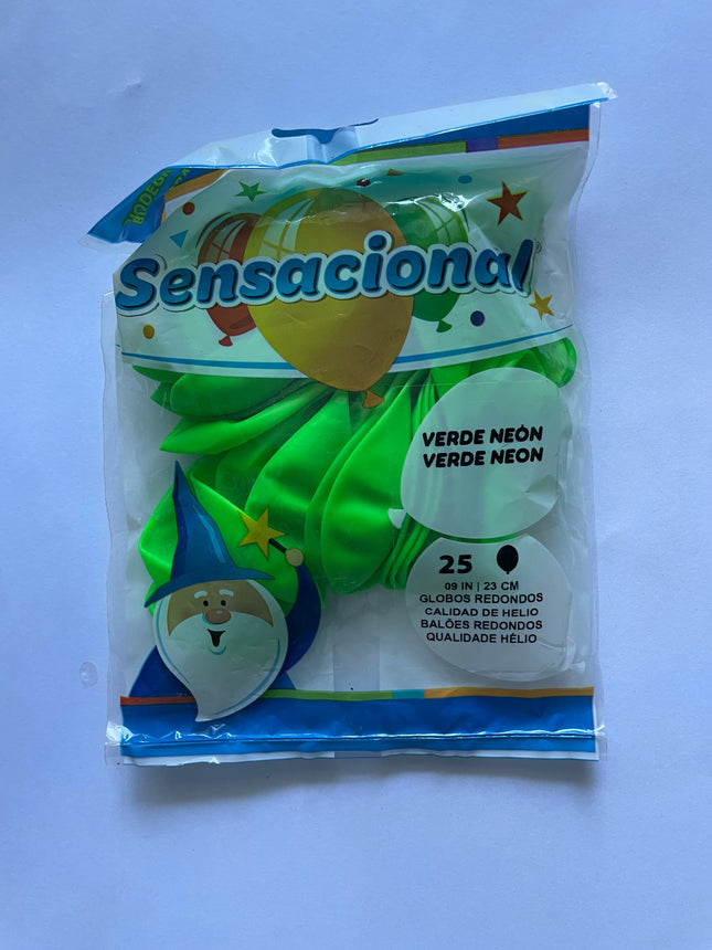 9" Verde Neón Sensacional 25pzas