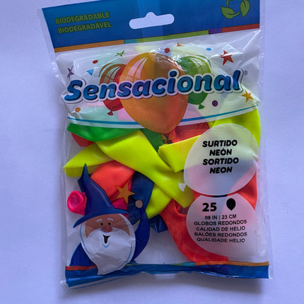 9" Surtido Neón Sensacional 25pzas