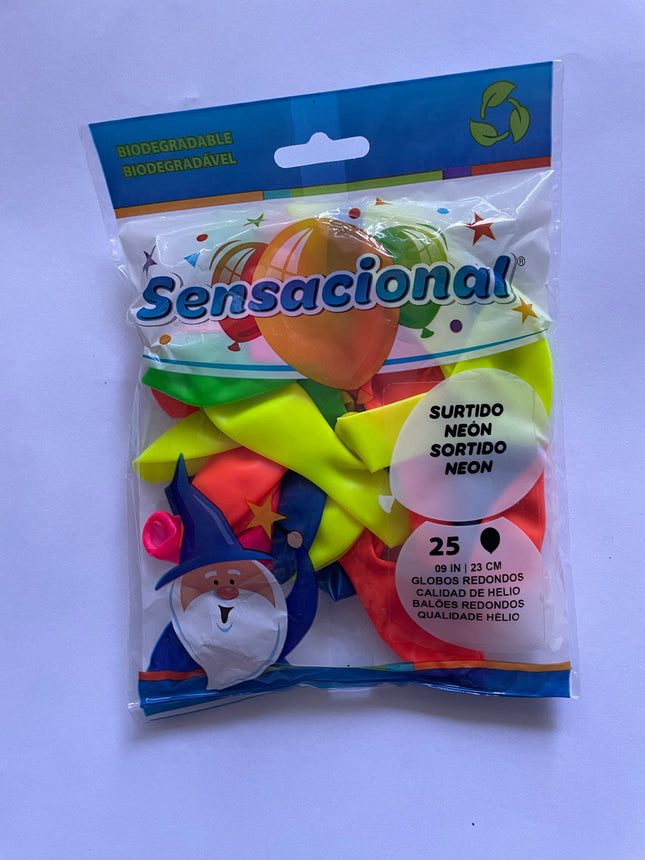 9" Surtido Neón Sensacional 25pzas