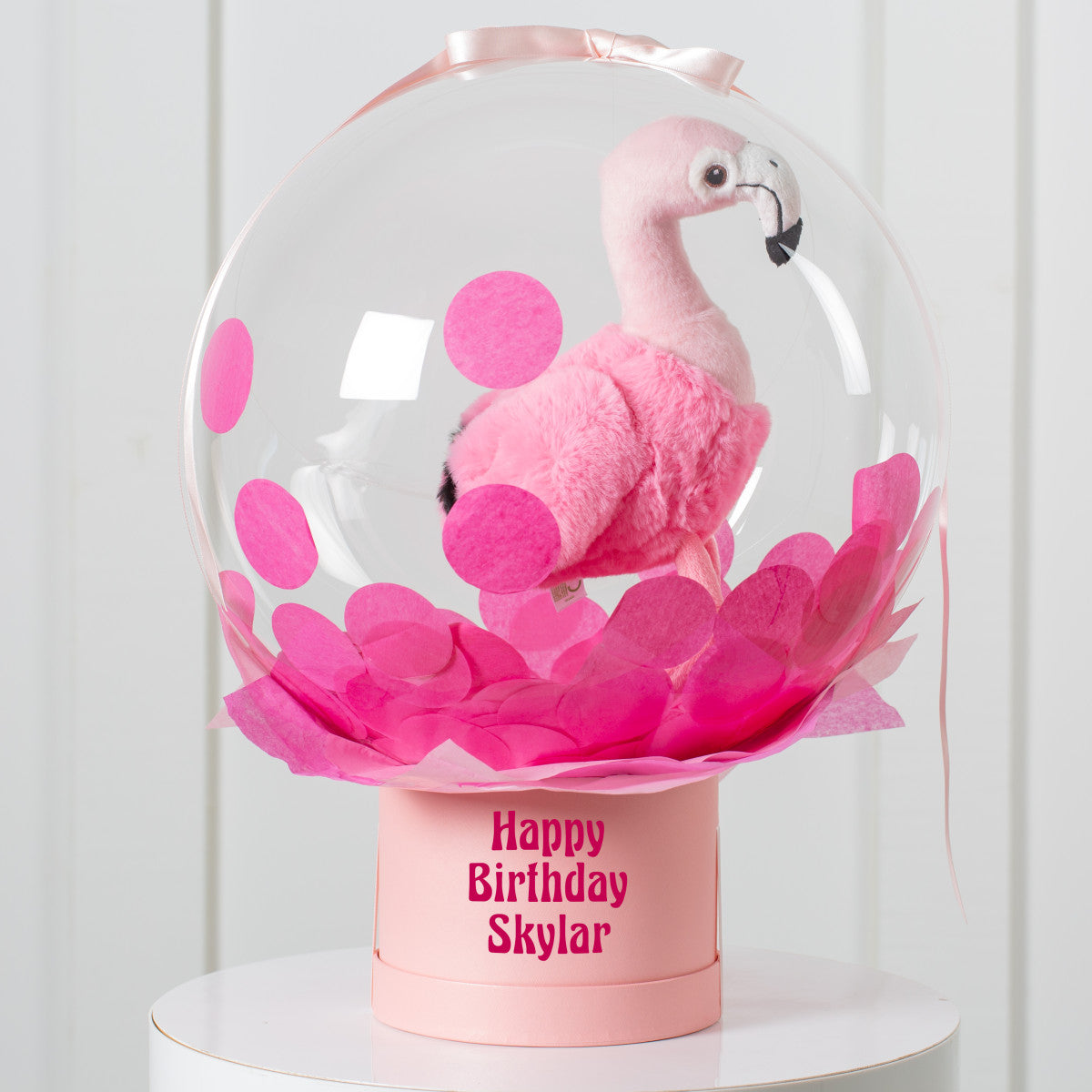 Globo con caja mas peluche personalizada