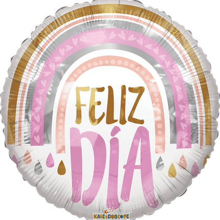 18" Globo Feliz Dia Rainbow Drops