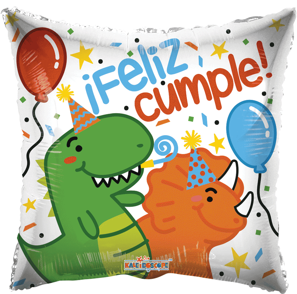 18" Globo Feliz Cumple Dinosaurios