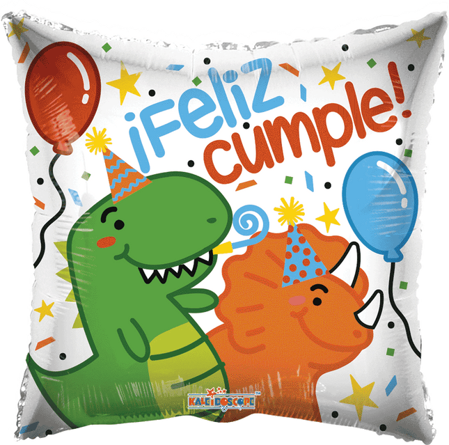 18" Happy Birthday Dinosaur Balloon