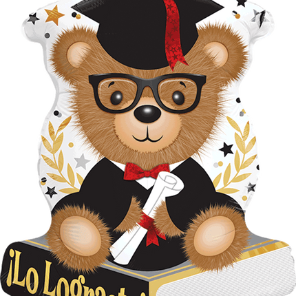 18" Oso Con Libros Dorado