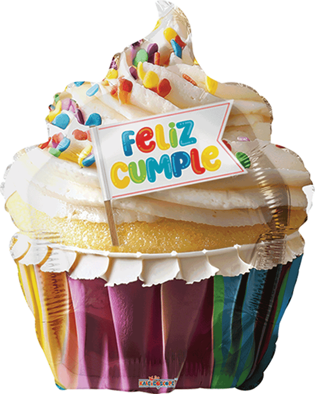 18" Feliz Cumple Cupcake Con Banderin