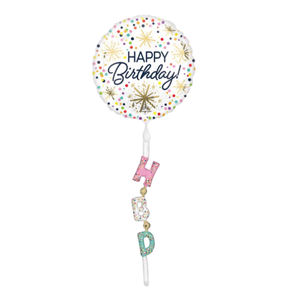 AirWalker Tail Confetti Sprinkle Happy Birthday Balloon