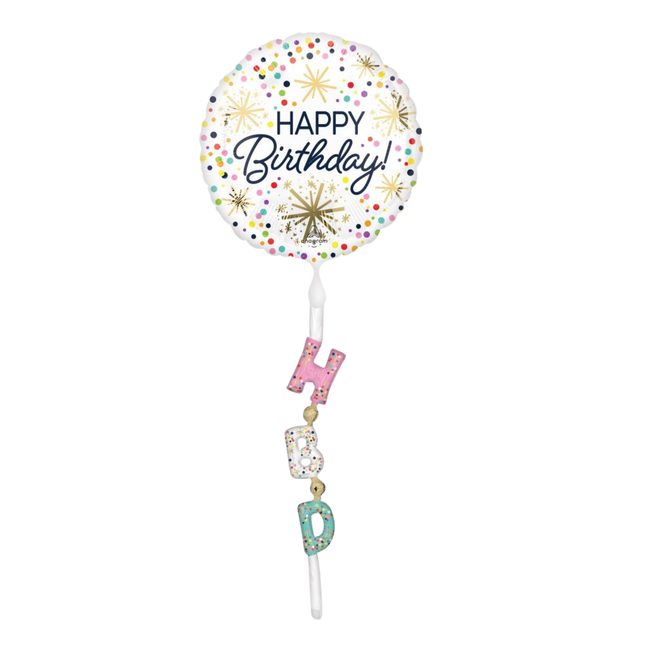 AirWalker Tail Confetti Sprinkle Happy Birthday Balloon