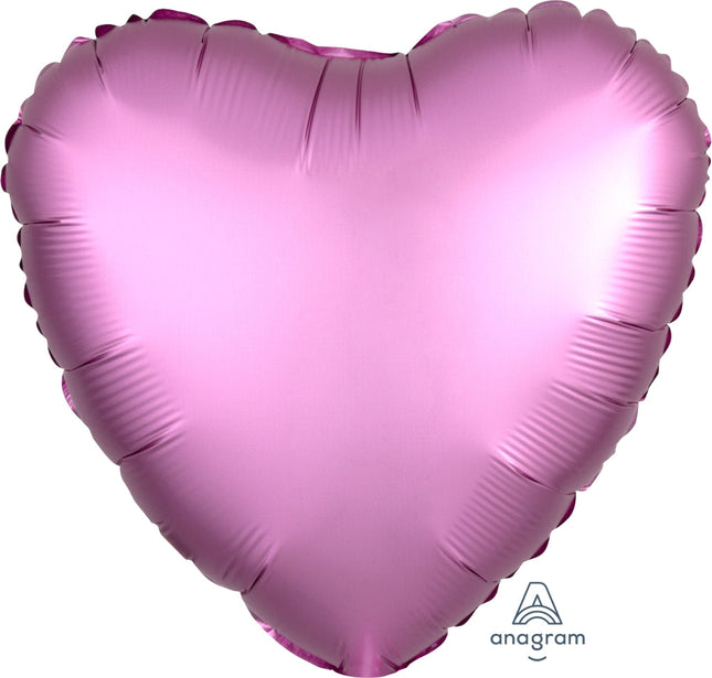 Globo Metálico Corazón Rosa Satinado de 18" (45 cm)