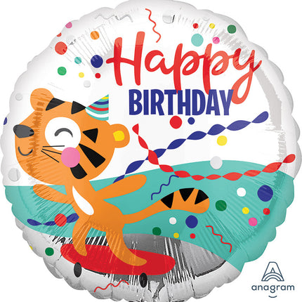 Globo Metálico Tigre Cumpleaños de 18" (45 cm)