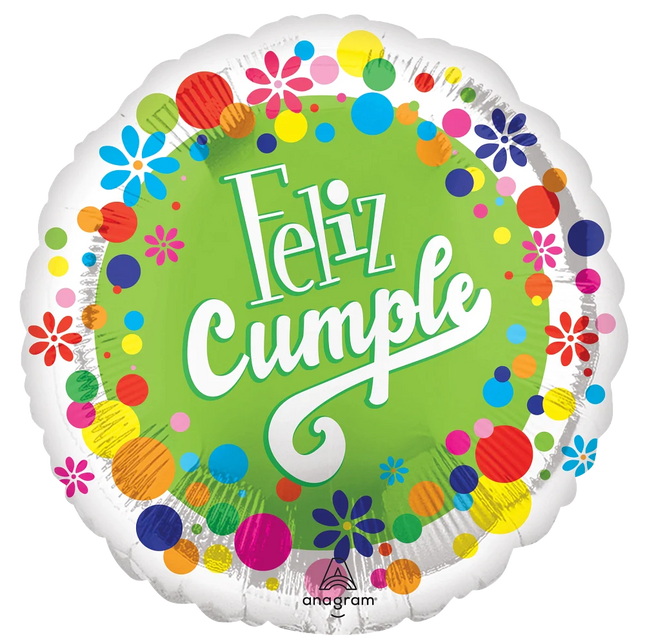 Globo Metálico Feliz Cumpleaños Puntos Kaleidoscope de 18" (45 cm)