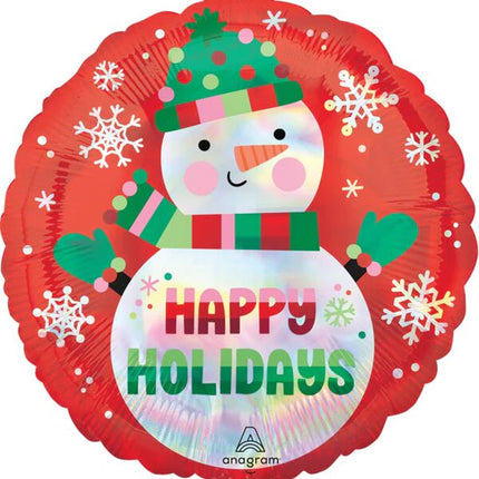 18" Happy Holidays Iridescent Snowman