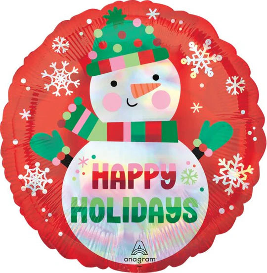 18" Happy Holidays Iridescent Snowman