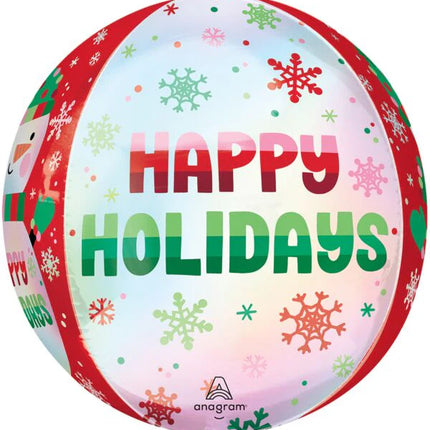 16" New Happy Holidays Shimmering Snowman Orbz