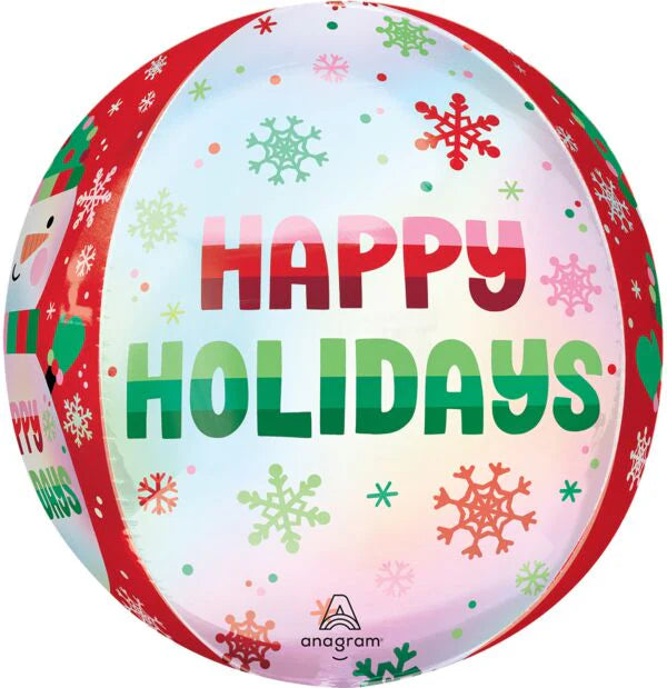 16" New Happy Holidays Shimmering Snowman Orbz