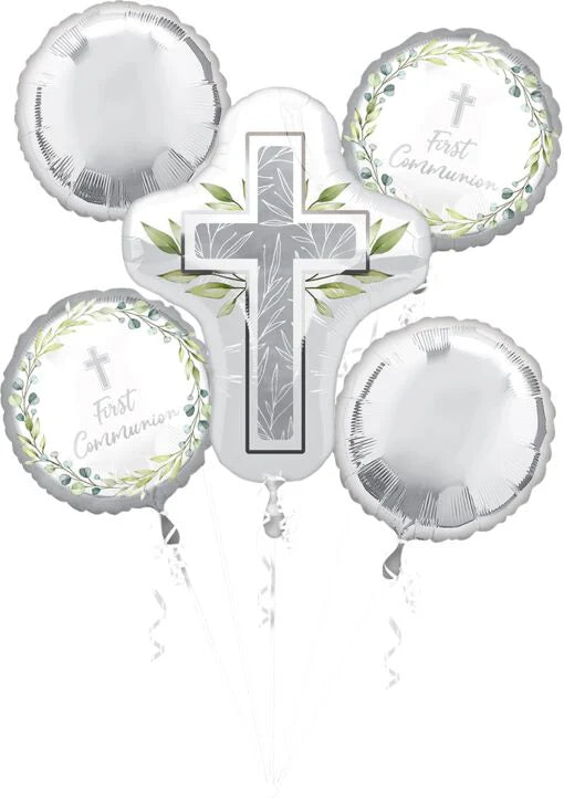Pearl First Communion Balloon Bouquet