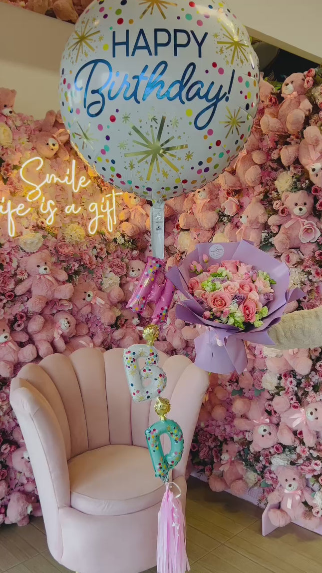 AirWalker Tail Confetti Sprinkle Happy Birthday Balloon